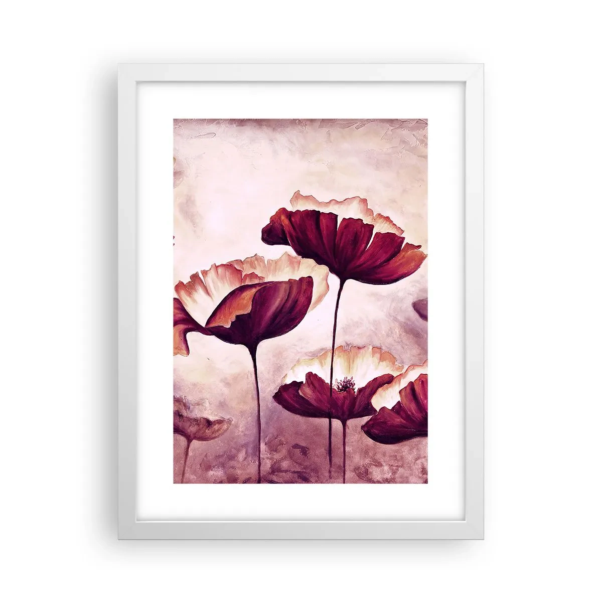 Plakat i hvid ramme - Rød og hvid flage - 30x40 cm