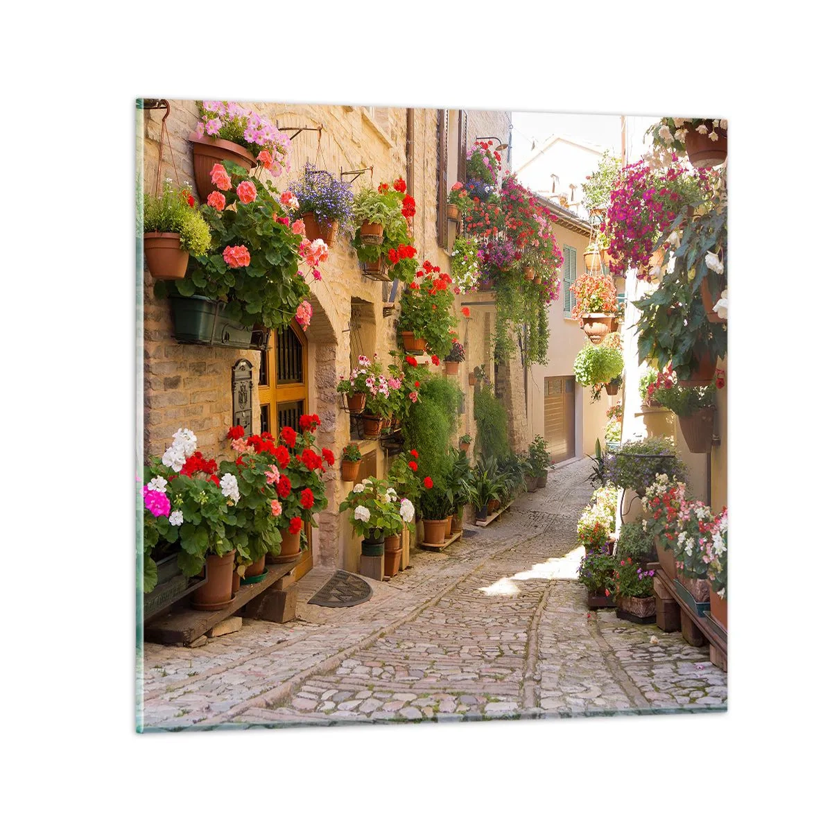 Billede på glas - I en strøm af blomster - 70x70 cm