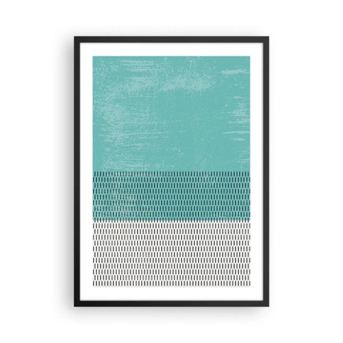 Plakat i sort ramme - Geometrisk mønster med turkise og hvide elementer i minimalistisk stil - 50x70cm - Balanceret sammensætning - Moderne vægdekoration til stue og soveværelse ARTTOR