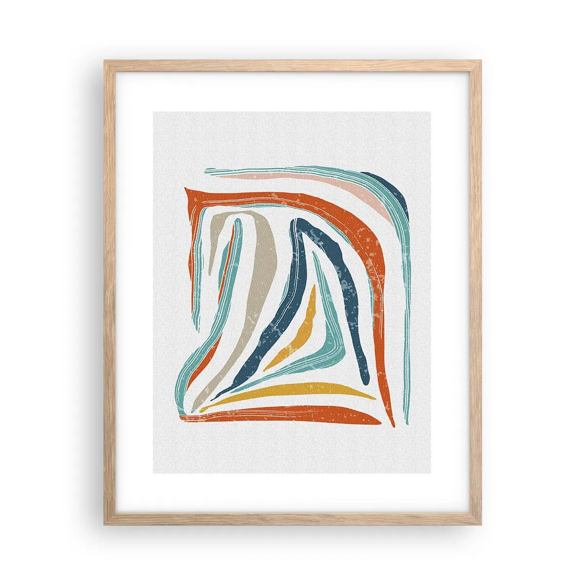 Plakat i ramme af lyst egetræ - Venligt smilende abstraktion - 40x50 cm