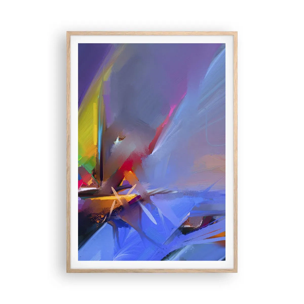 Plakat i ramme af lyst egetræ - Propeller som en fugl - 70x100 cm
