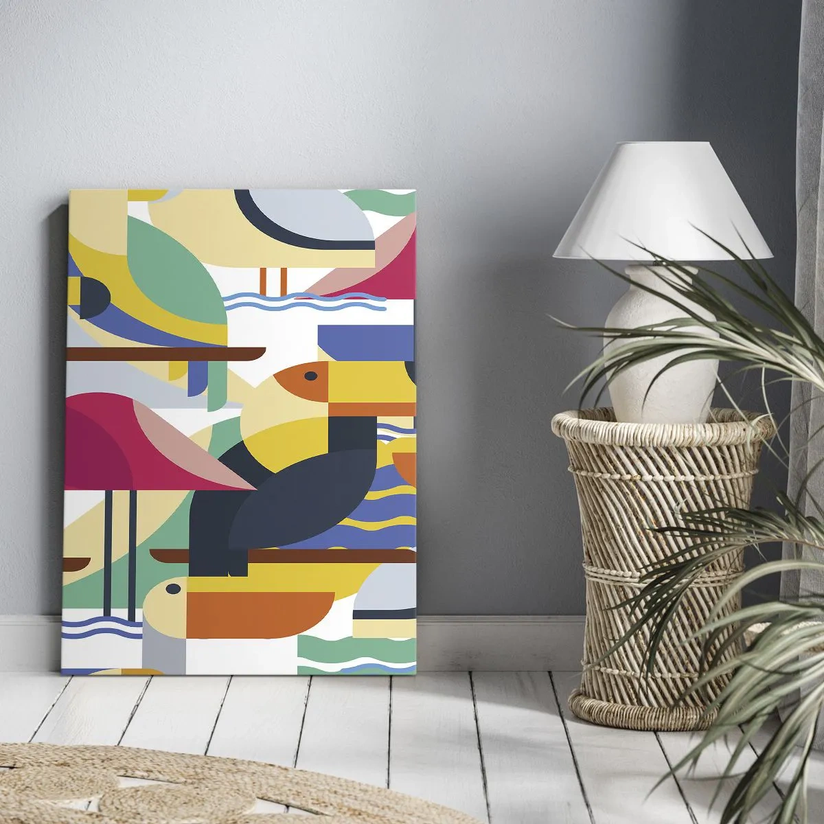 Lærredstryk - Billede på lærred - Fuglefest - 45x80 cm