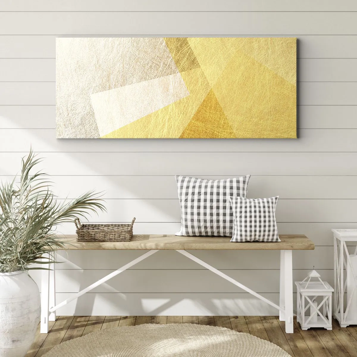 Lærredstryk - Billede på lærred - Geometriens vejr - 100x40 cm