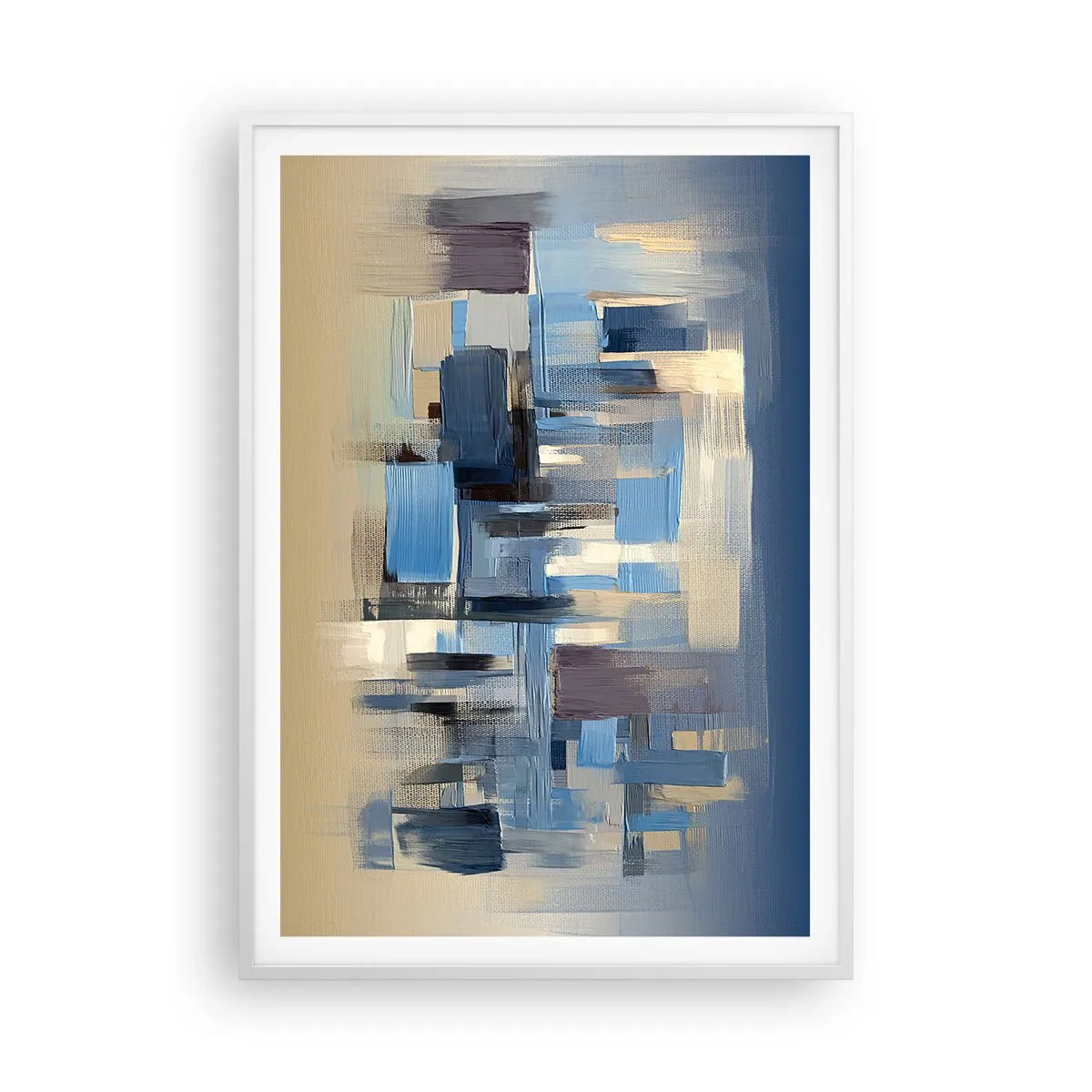 Plakat i hvid ramme - Blå konstruktion - 70x100 cm