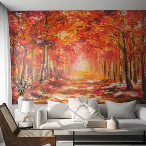 Fototapet Premium Canvas - Kobberskov - Efterår, Parkere, Landskab - 150x105 cm