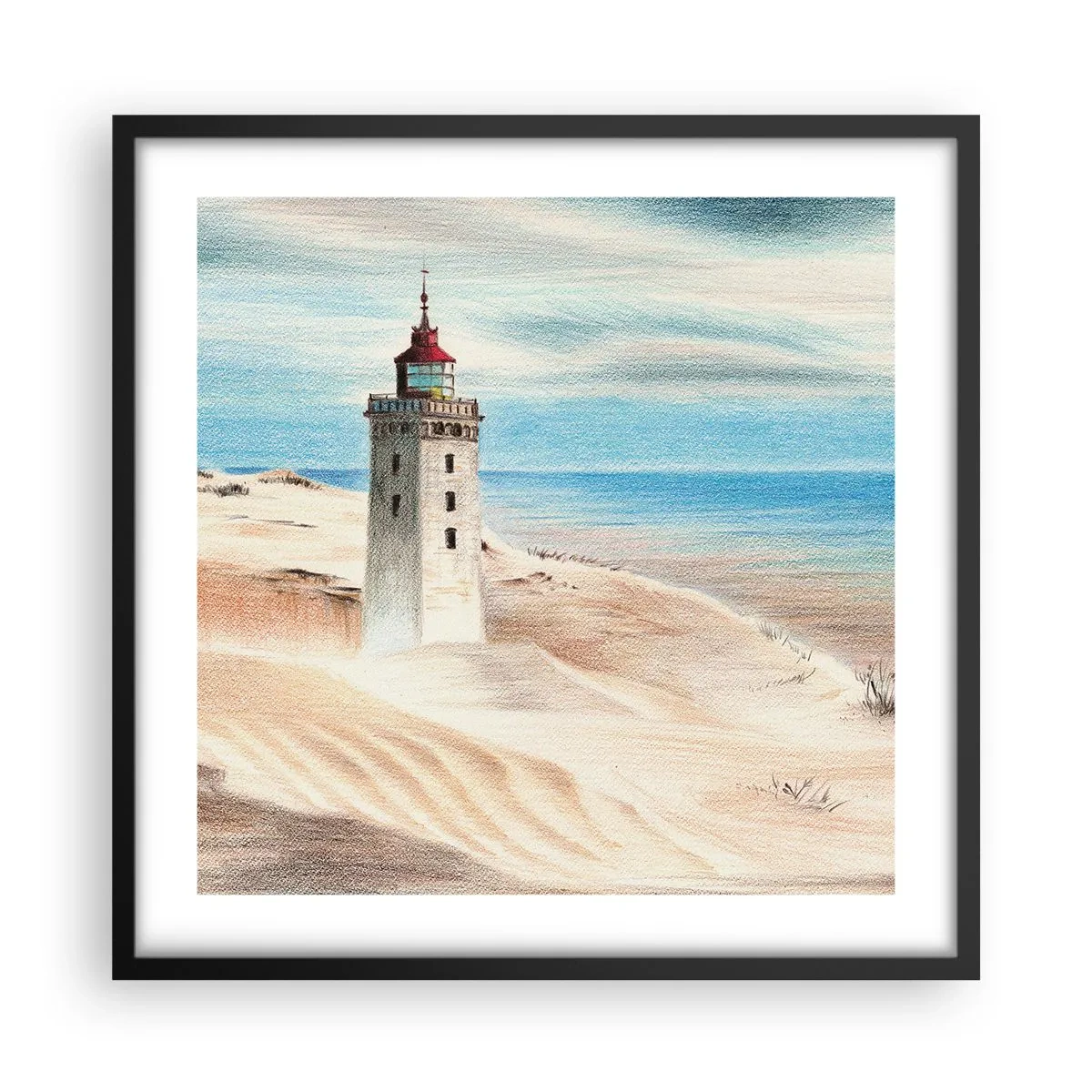 Plakat i sort ramme - Altid med blikket rettet mod havet - 50x50 cm