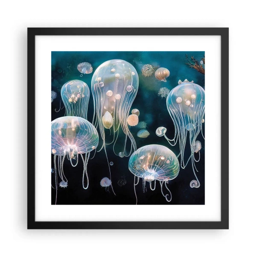Plakat i sort ramme - Undervandsbold - 40x40 cm