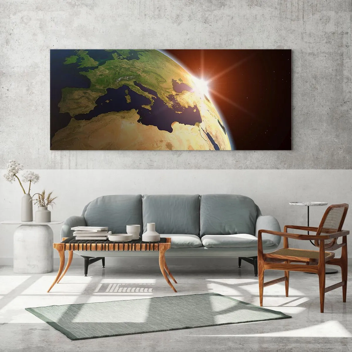 Billede på glas - Solopgang - 140x50 cm