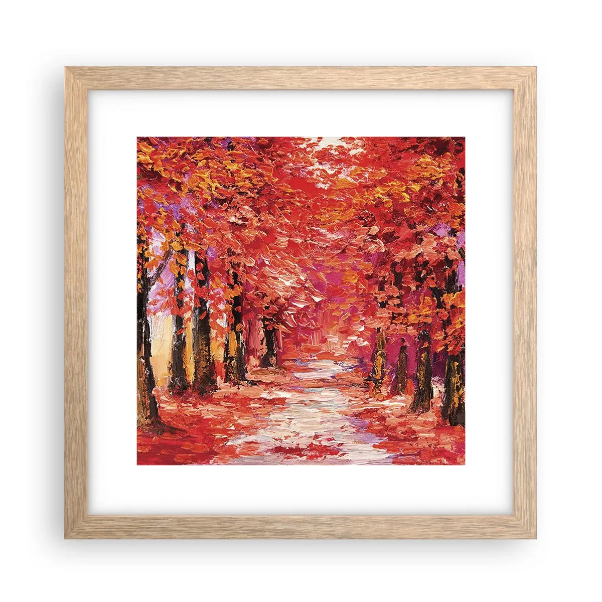 Plakat i ramme af lyst egetræ - Efterårets indtryk - 30x30 cm