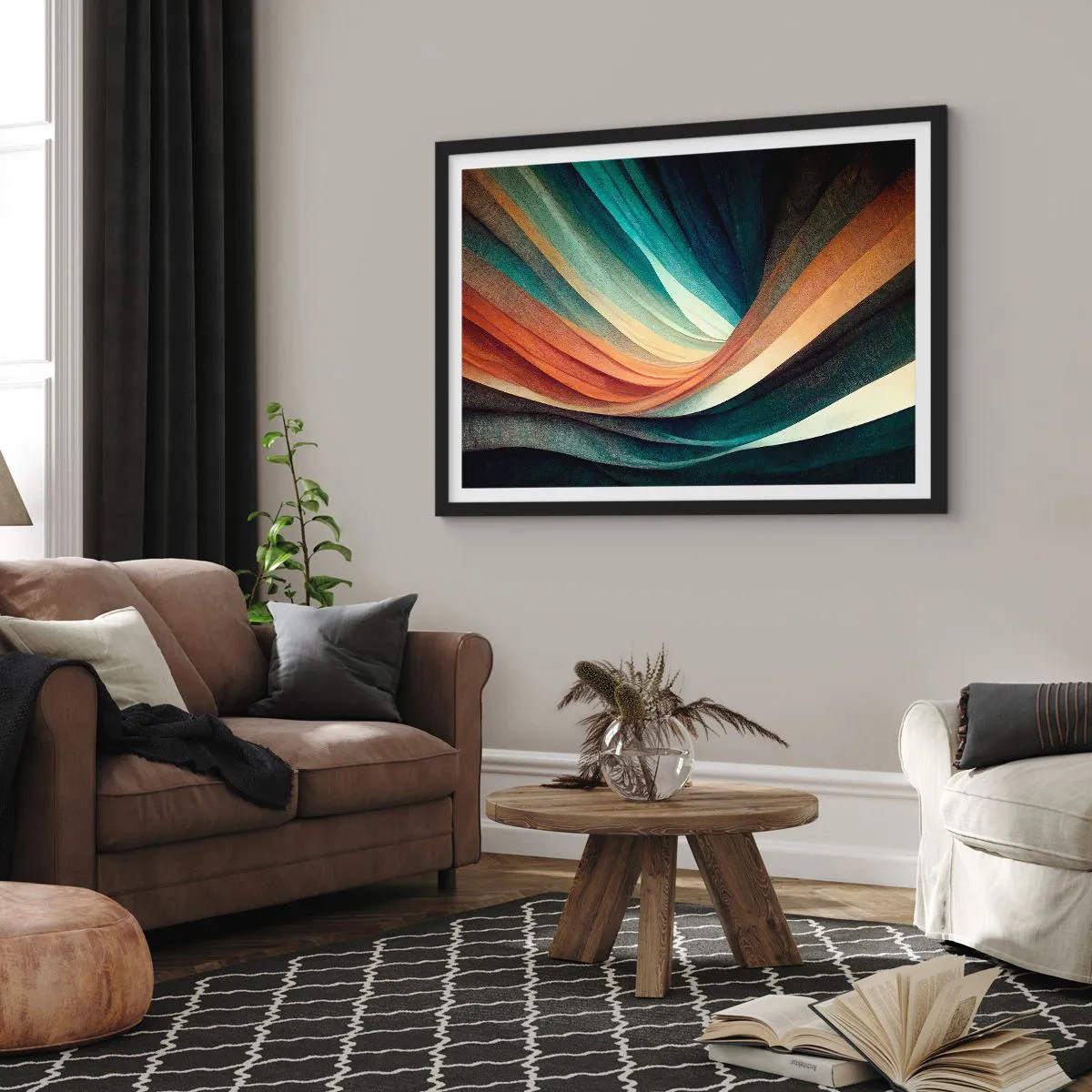 Plakat i sort ramme - Vævet af farver - 100x70 cm