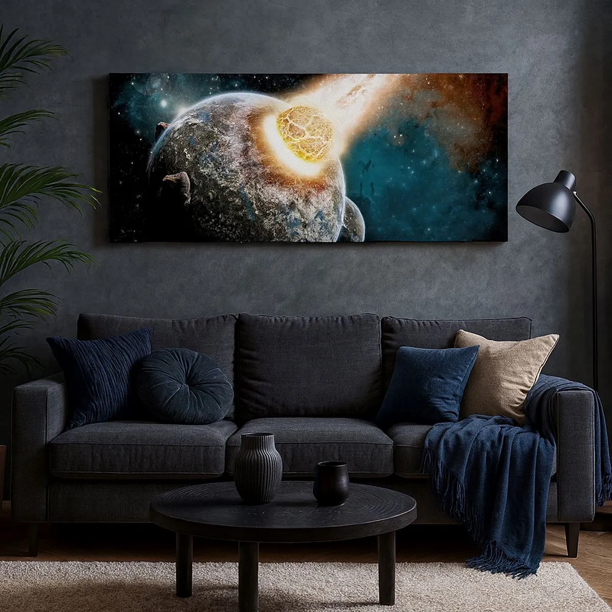 Lærredstryk - Billede på lærred - Udslettelse eller fødsel? - 100x40 cm