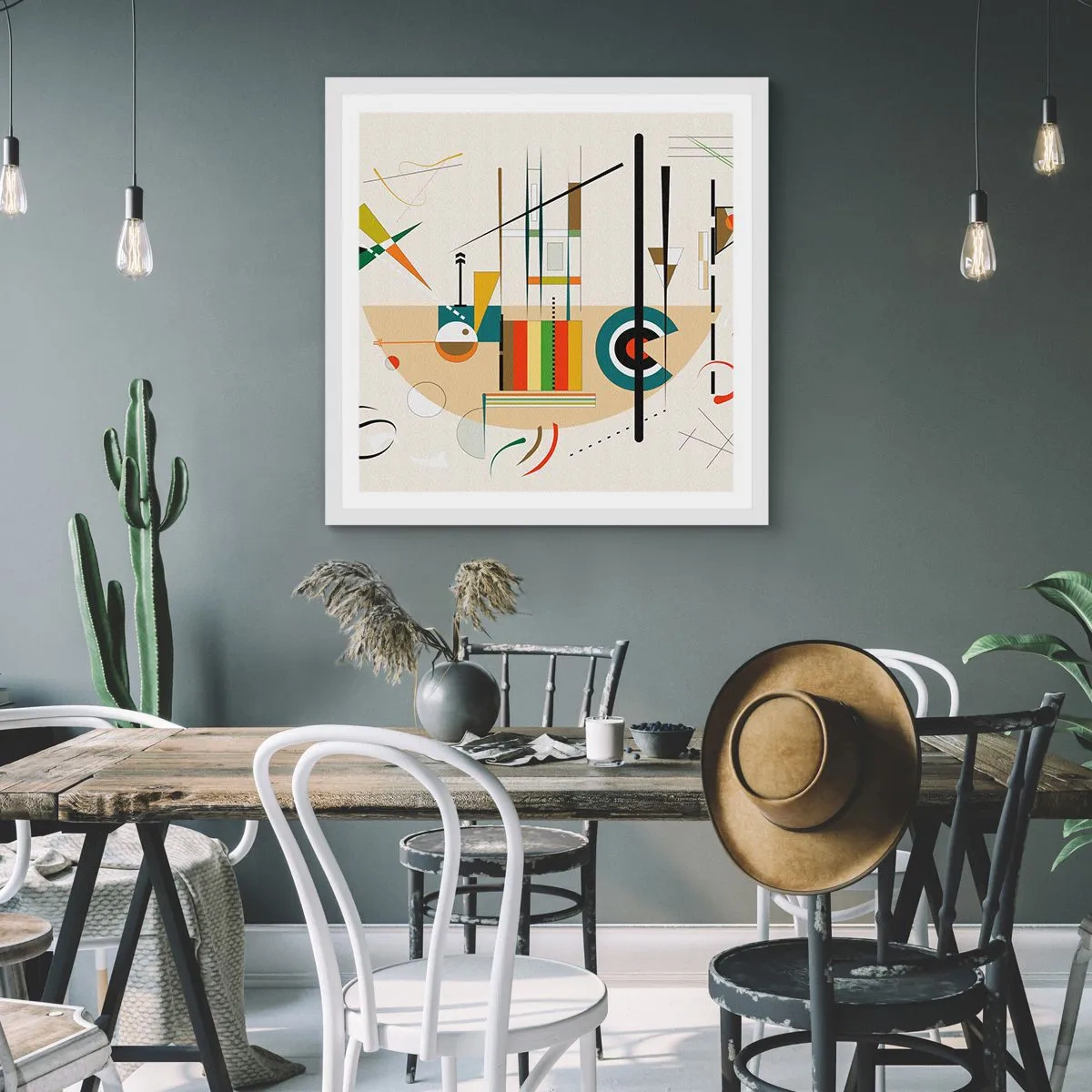 Plakat i hvid ramme - Og verden griner - 30x30 cm