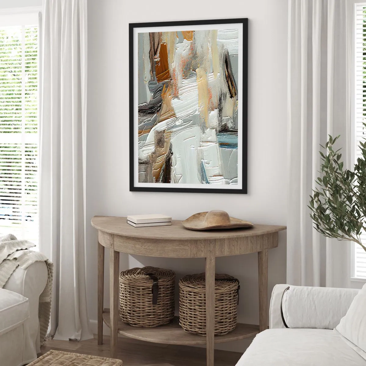 Plakat i sort ramme - Farverige lagdelinger - 70x100 cm