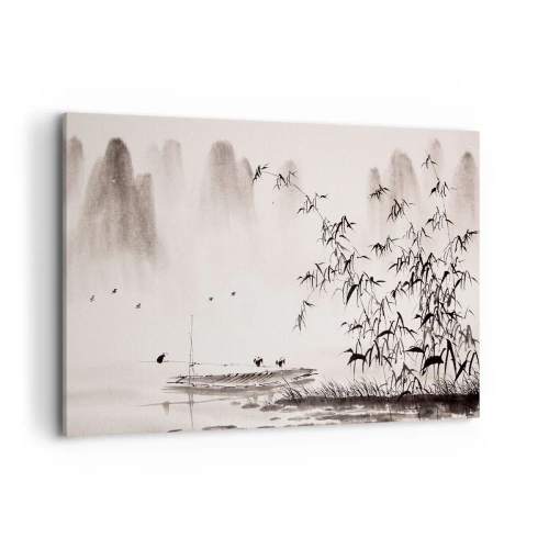 Lærredstryk - Billede på lærred - Stilhed i rismarkerne - 120x80 cm