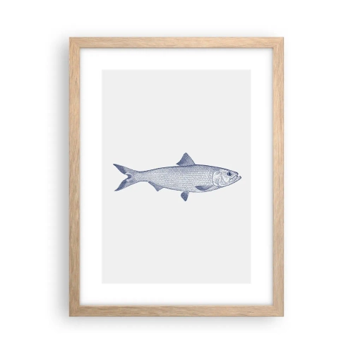 Plakat i ramme af lyst egetræ - Hilsner fra de nordlige have - 30x40 cm