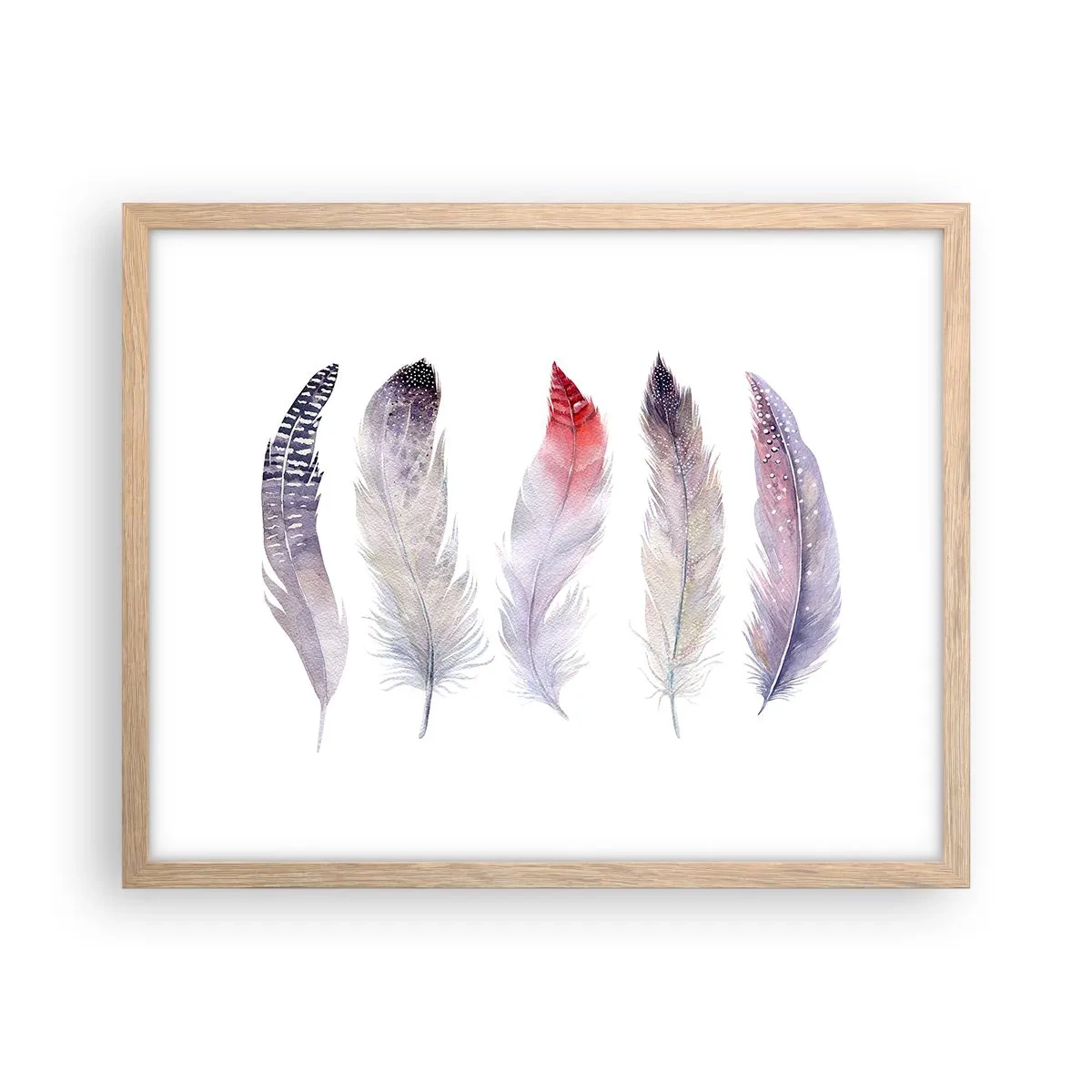 Plakat i ramme af lyst egetræ - Delikat som en flerfarvet tåge - 50x40 cm