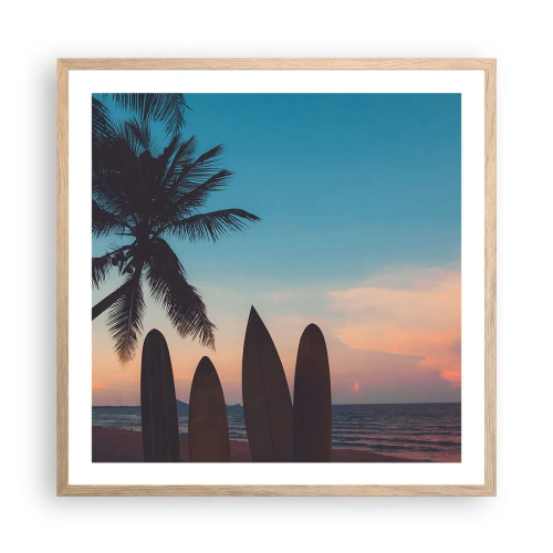 Plakat i ramme af lyst egetræ - I morgen bliver også sjovt - 60x60 cm