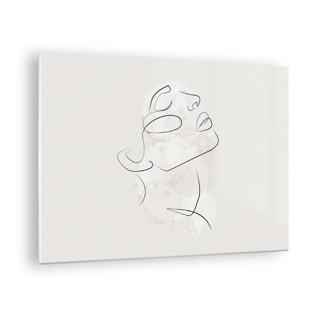 Billede på glas - Et minimalistisk kvindeansigt tegnet med én linje. - 70x50cm - Skitse af drømmen - Moderne vægdekoration til stue og soveværelse ARTTOR