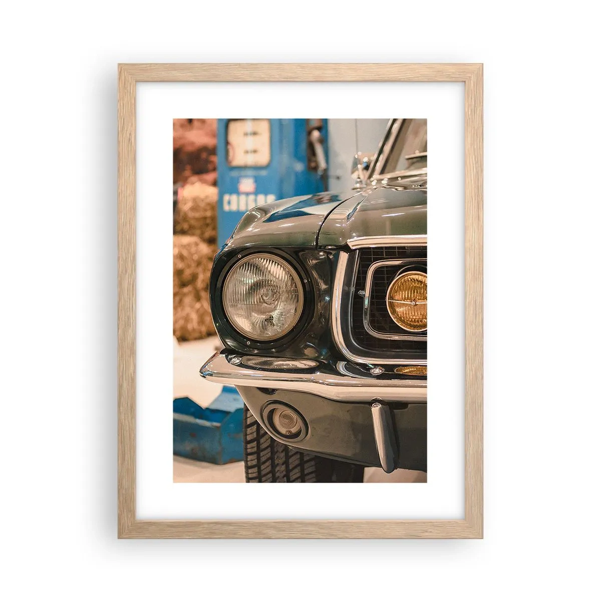 Plakat i ramme af lyst egetræ - Møde med en legende - 30x40 cm