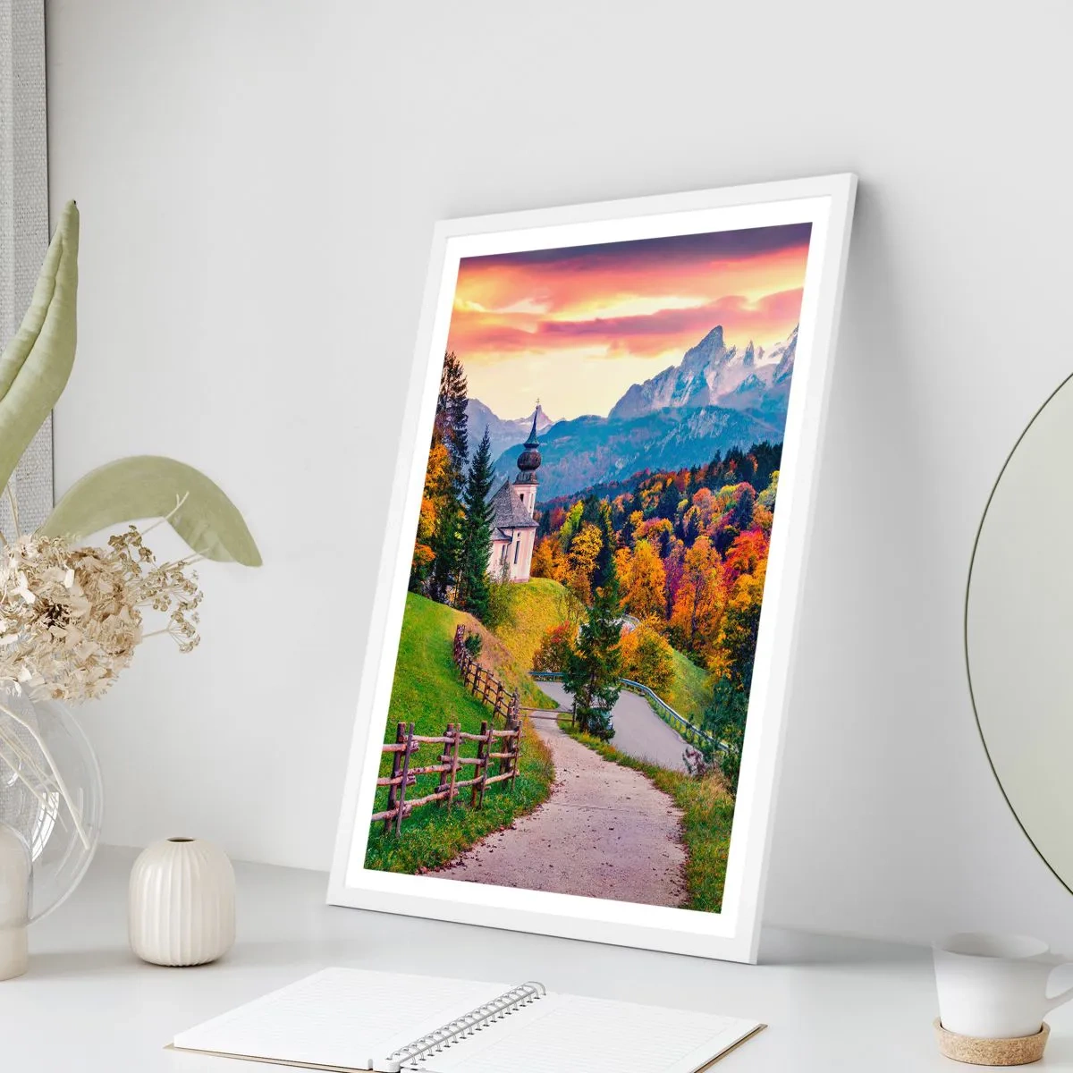 Plakat i hvid ramme - Landskab som maleri - 70x100 cm