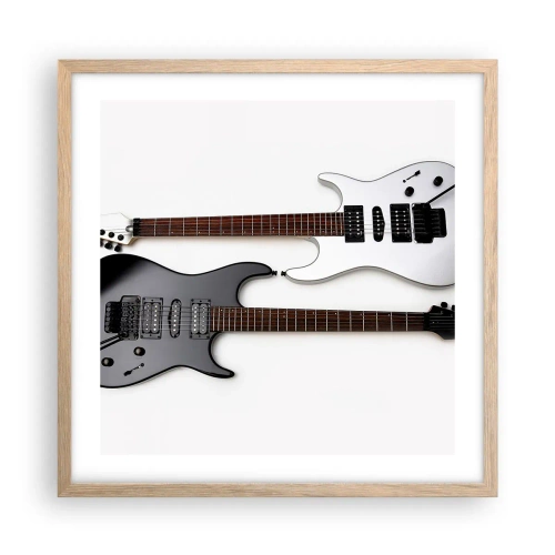 Plakat i ramme af lyst egetræ - Harmoni af former - 50x50 cm