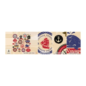 Prøve Fototapet Selvklæbende Deluxe Sticker - Sejlsportsbroderskab - Nautisk, Anker, Kompas - 100x30 cm