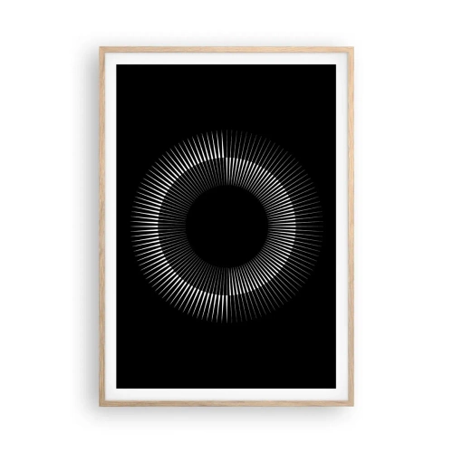 Plakat i ramme af lyst egetræ - Sort sol - 70x100 cm
