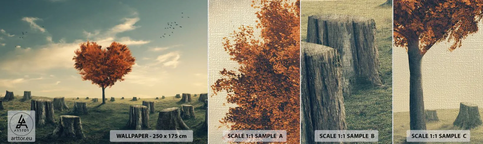 Prøve Fototapet Premium Canvas - Der er stadig håb - Abstraktion, Landskab, Træ - 100x30 cm