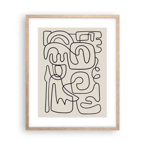 Plakat i ramme af lyst egetræ - På sporet - 40x50 cm