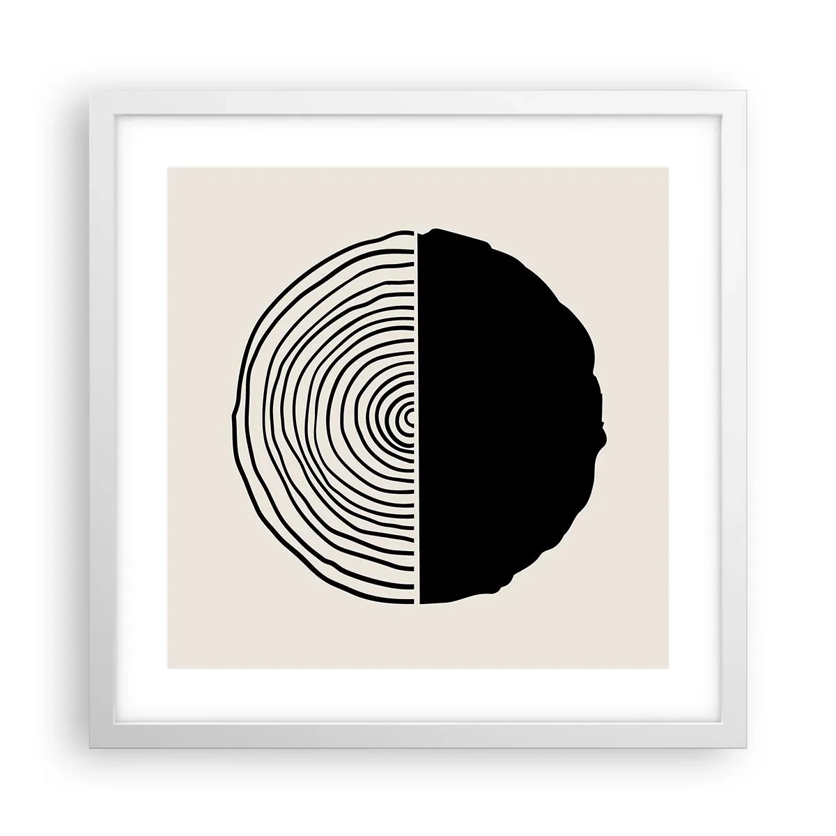 Plakat i hvid ramme - Halvt og halvt - 40x40 cm