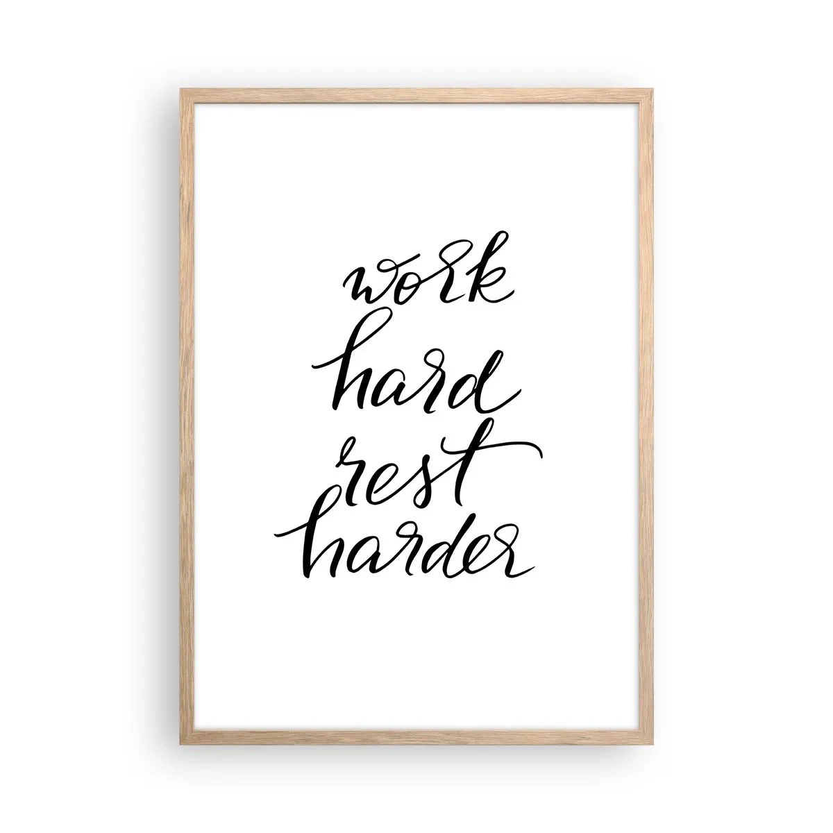 Plakat i ramme af lyst egetræ - Balance i livet - 50x70 cm