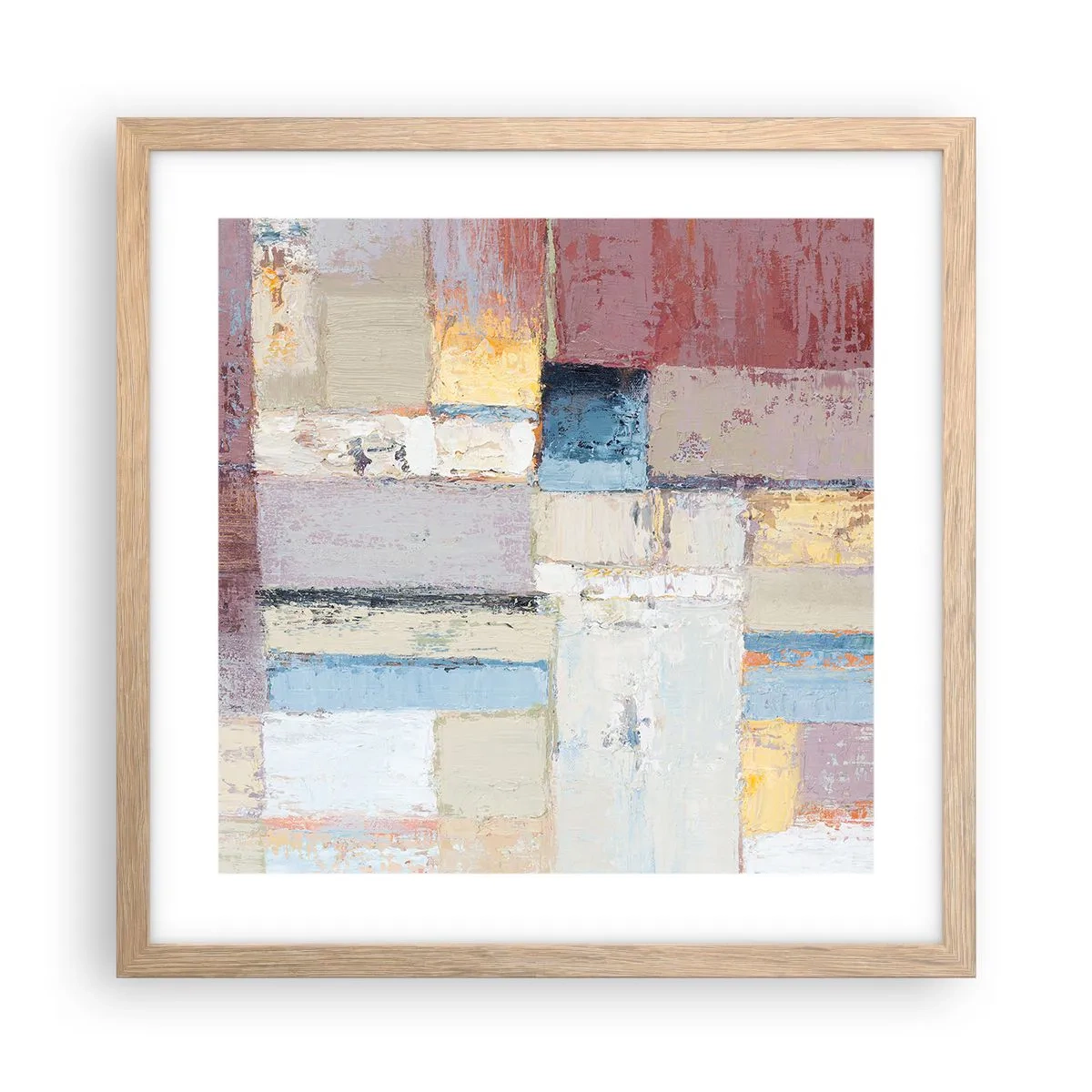 Plakat i ramme af lyst egetræ - Geometriens ro - 40x40 cm