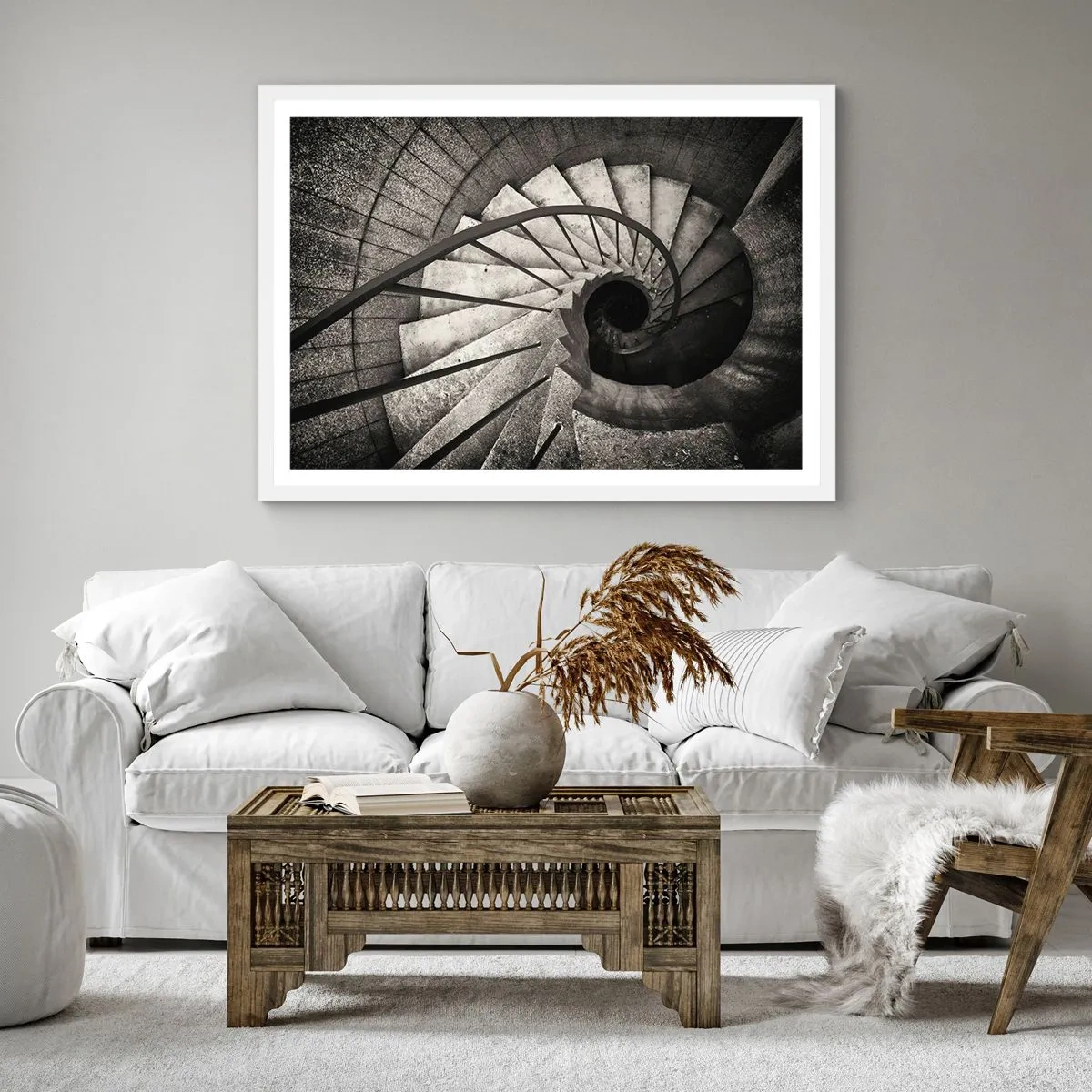 Plakat i hvid ramme - Op ad trapperne, ned ad trapperne - 30x30 cm