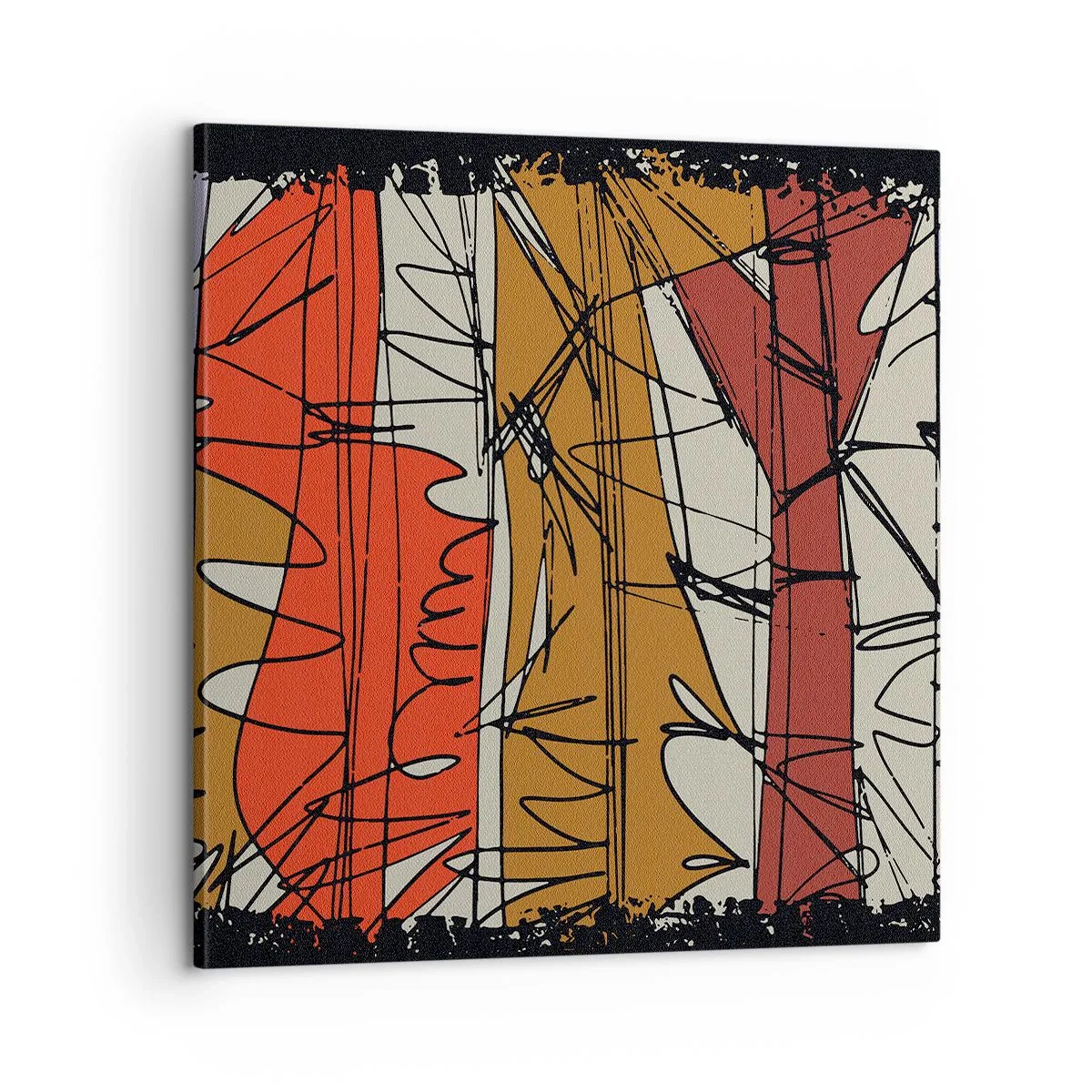 Lærredstryk - Billede på lærred - Spontan komposition - 60x60 cm