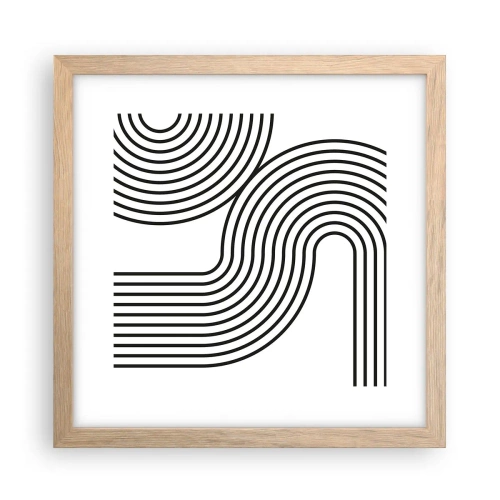 Plakat i ramme af lyst egetræ - På en kurve - 30x30 cm