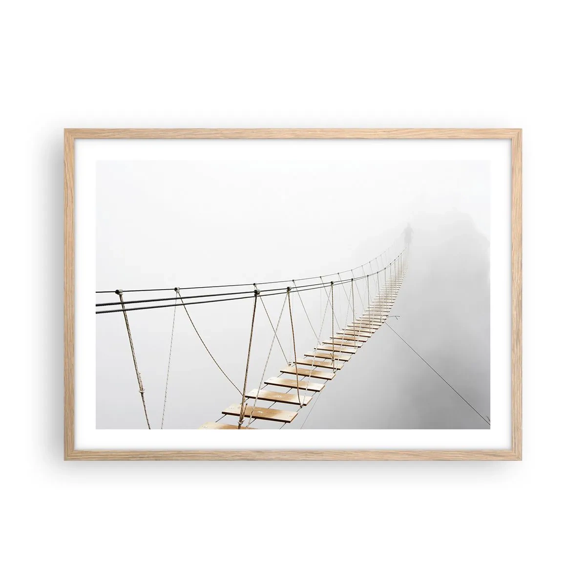 Plakat i ramme af lyst egetræ - Hvor vil det føre dig hen? - 70x50 cm