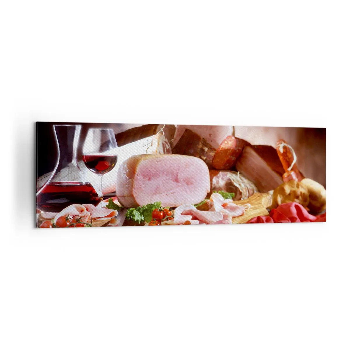 Lærredstryk - Billede på lærred - En kulinarisk drøm med en karaffel - 160x50 cm