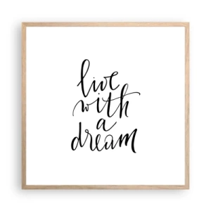 Plakat i ramme af lyst egetræ - Of course - 60x60 cm