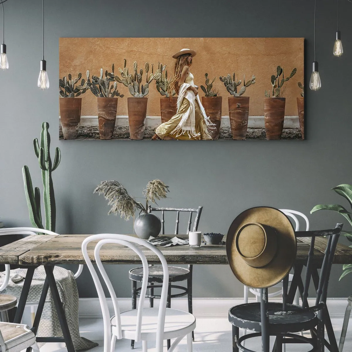 Lærredstryk - Billede på lærred - I en hippieagtig stil - 100x40 cm