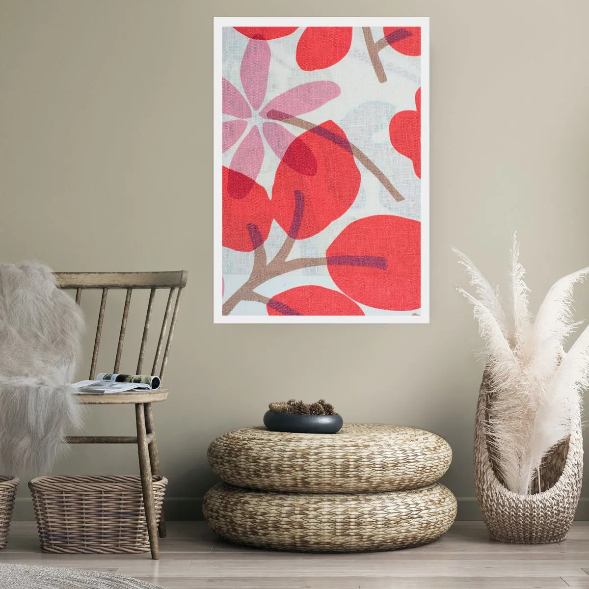 Plakat - Blomsterkomposition i pink - 70x100 cm