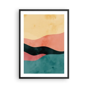 Plakat i sort ramme - Farverige abstrakte bølger i pastelfarver - 50x70cm - Kompatibel manglende overholdelse - Moderne vægdekoration til stue og soveværelse ARTTOR