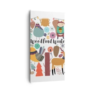 Lærredstryk - Billede på lærred - En eventyrlig jul i skoven - 65x120 cm