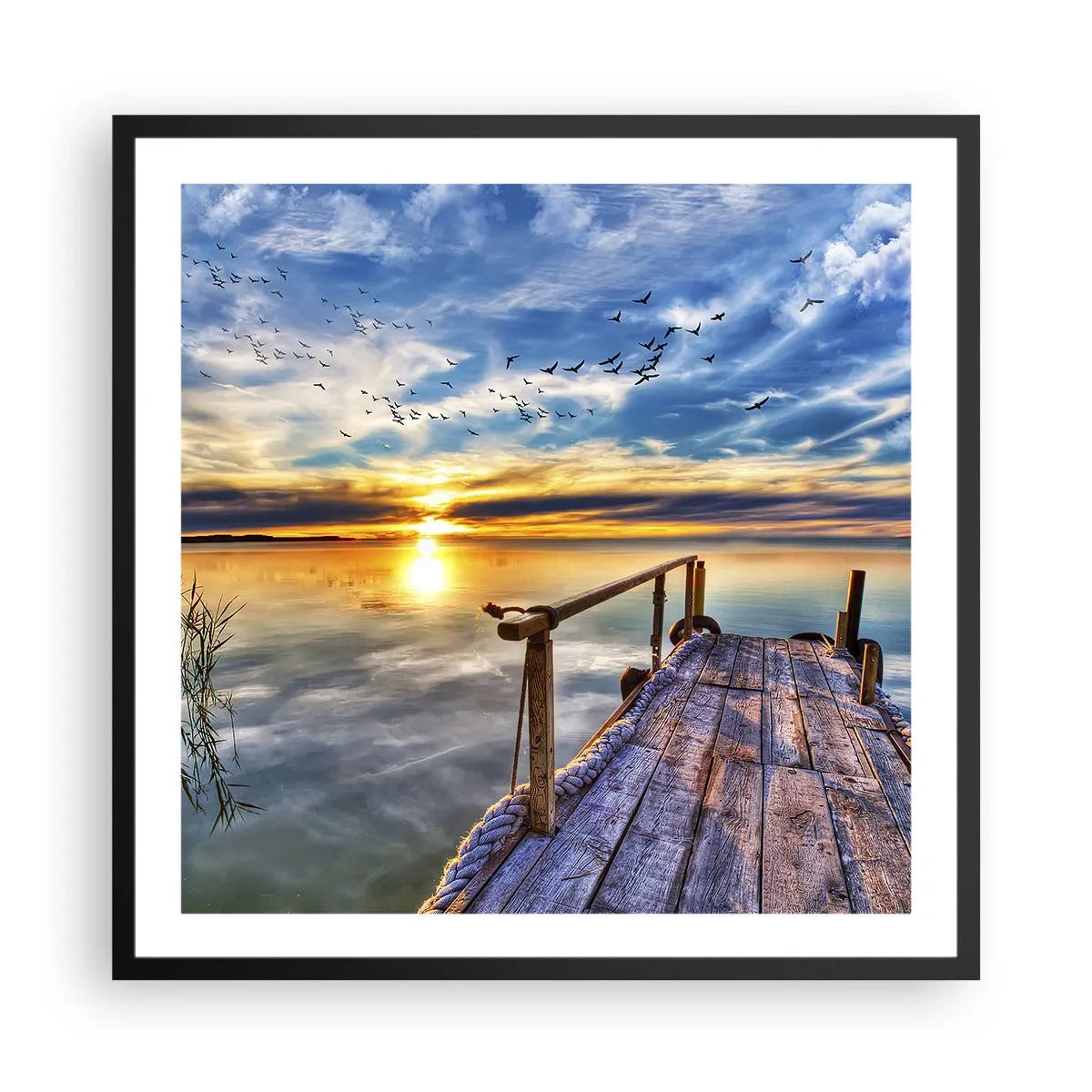 Plakat i sort ramme - Vinden går til ro - 60x60 cm