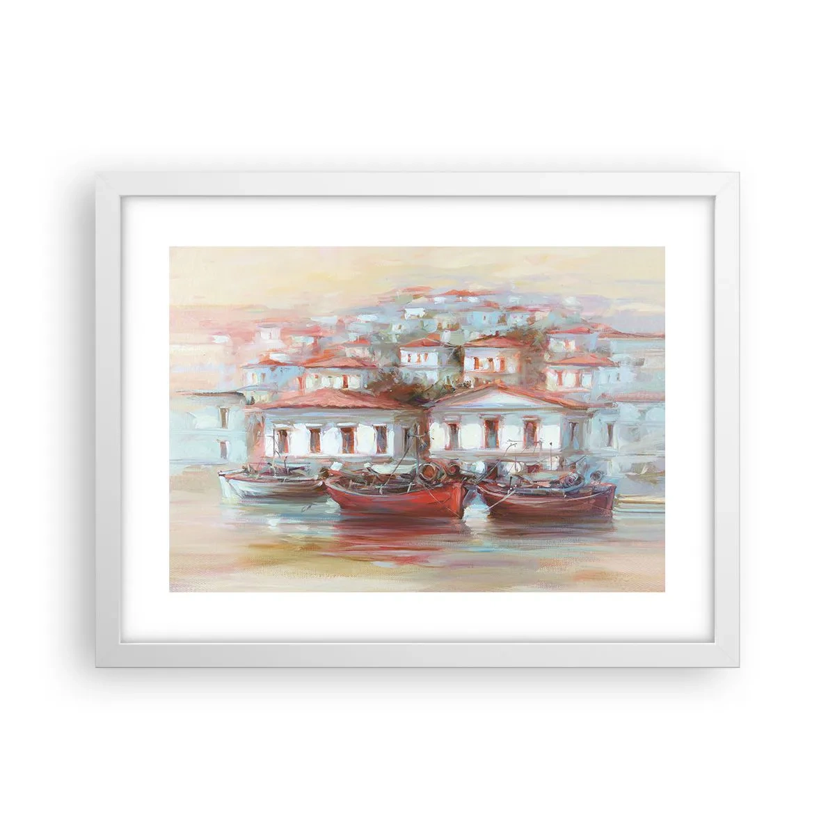 Plakat i hvid ramme - Lykkelig by - 40x30 cm