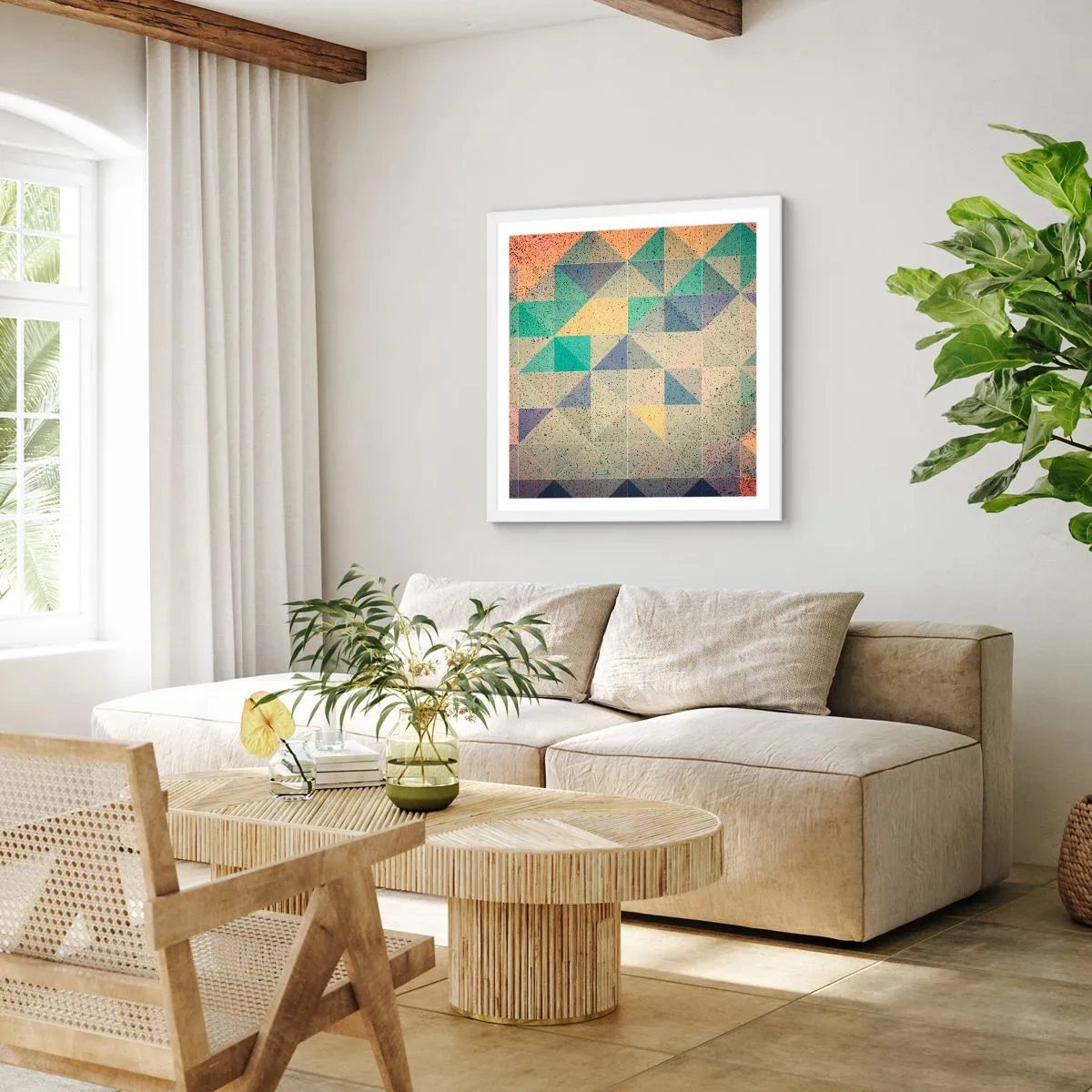 Plakat i hvid ramme - Republikken trekanter - 50x50 cm
