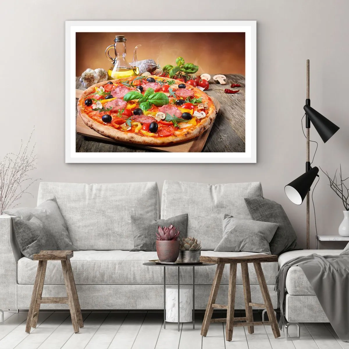 Plakat i hvid ramme - Med en ægte italiensk smag - 91x61 cm