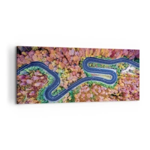 Lærredstryk - Billede på lærred - En snoet vej gennem skoven - 100x40 cm