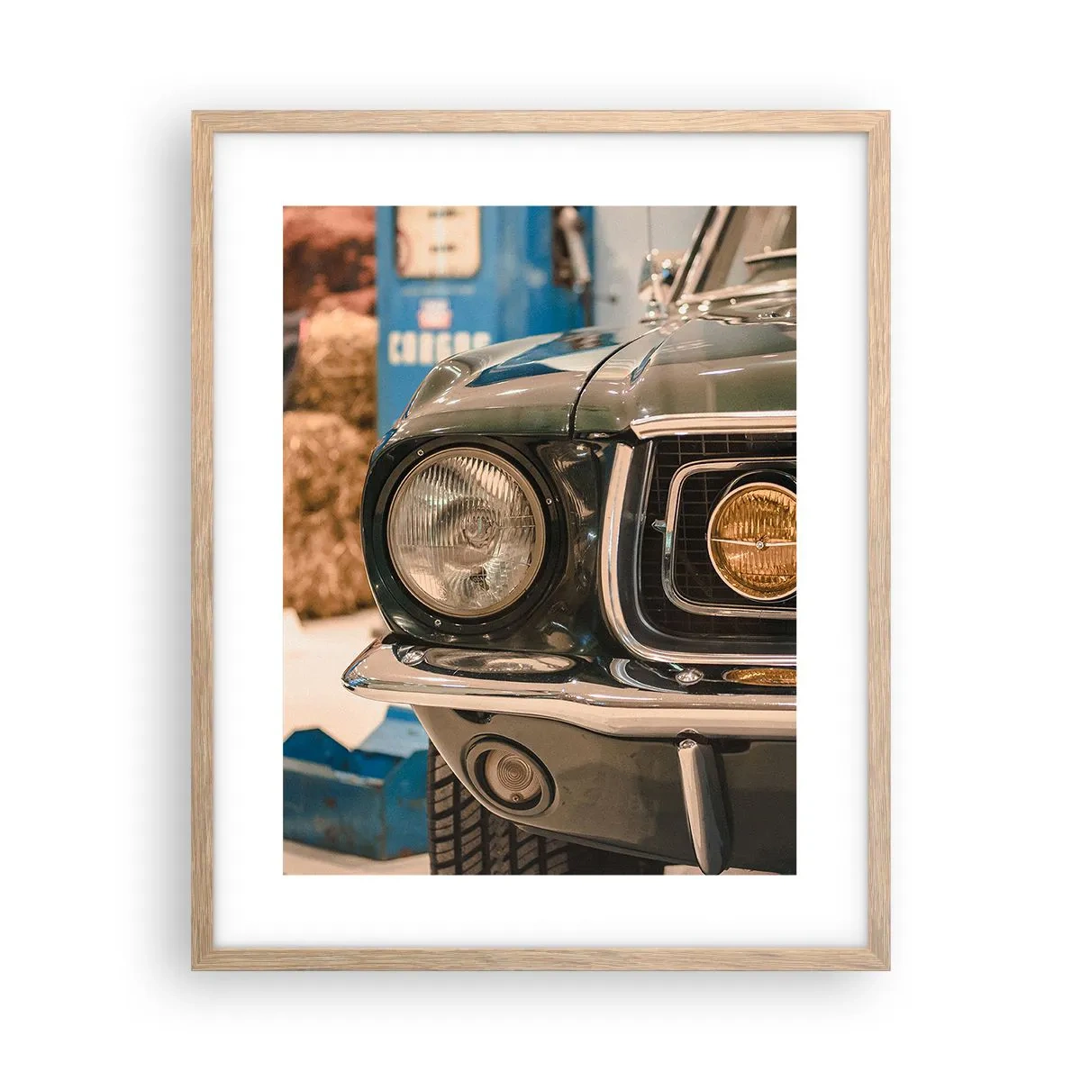 Plakat i ramme af lyst egetræ - Møde med en legende - 40x50 cm