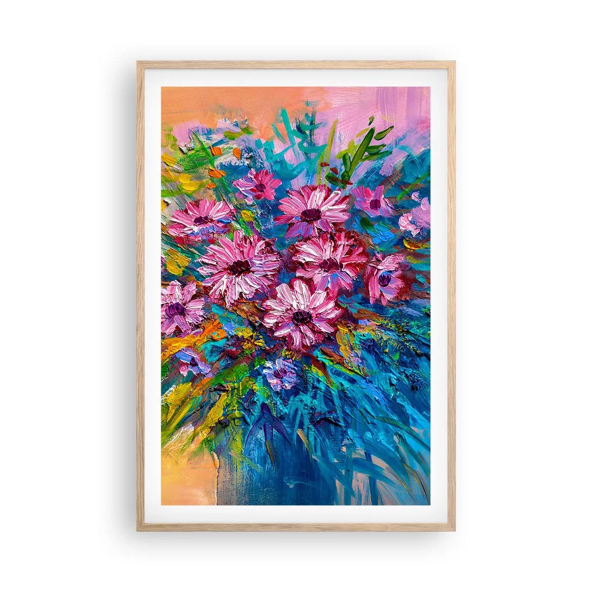 Plakat i ramme af lyst egetræ - Livets energi - 61x91 cm