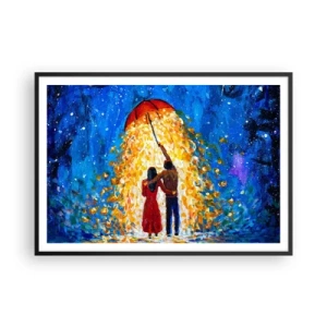 Plakat i sort ramme - Magien ved en regnfuld aften? - 100x70 cm